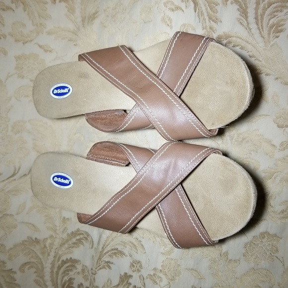 DrScholl's open toe, strap wedge sandals,women's, vegan leather brown . - Picture 9 of 12